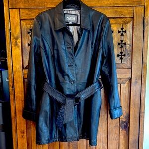 Wilsons Leather Black Belted Women's Jacket